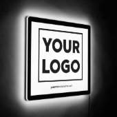 Your Business Logo and Text on White LED Sign (Angle)