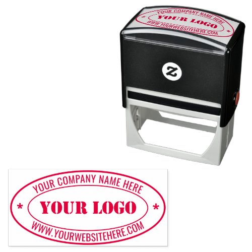 Your Business Logo and Text Oval Self_inking Stamp