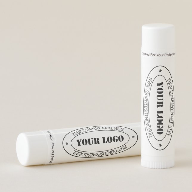 Your Business Logo and Text Promotional Lip Balm (Front)