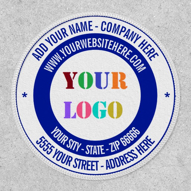 Your Business Logo and Text Round Patch Example (Front)