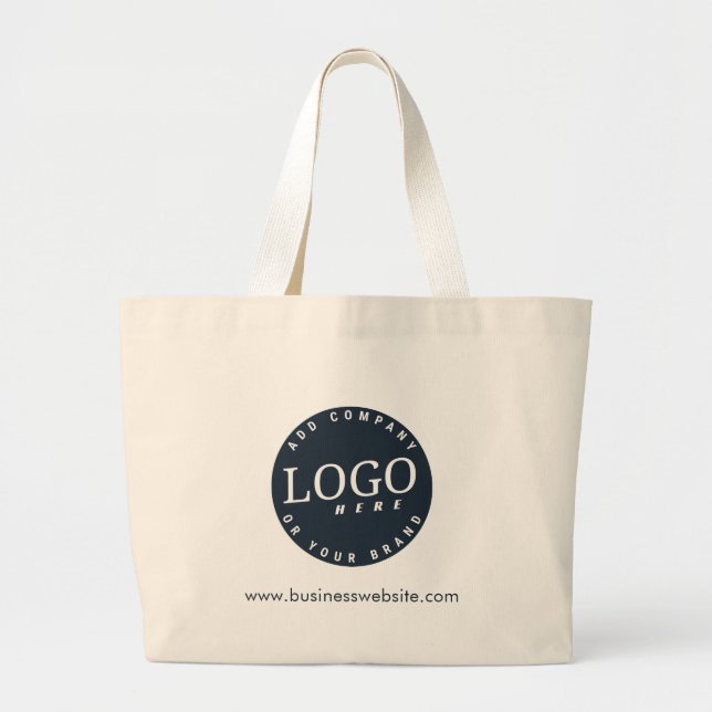 Your Business Logo and Website Address Custom Large Tote Bag (Front)