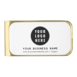 Your Business Logo and Website Company Custom Gold Finish Money Clip