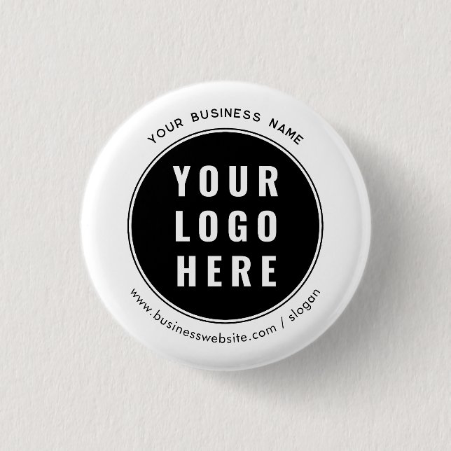 Your Business Logo and Website Custom Promotional Button (Front)