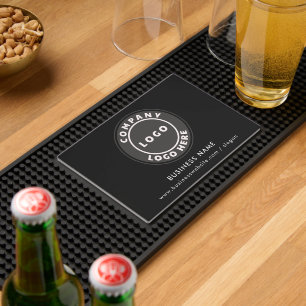 Your Business Logo and Website Minimalist Custom Bar Mat