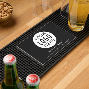 Your Business Logo and Website Minimalist Custom Bar Mat