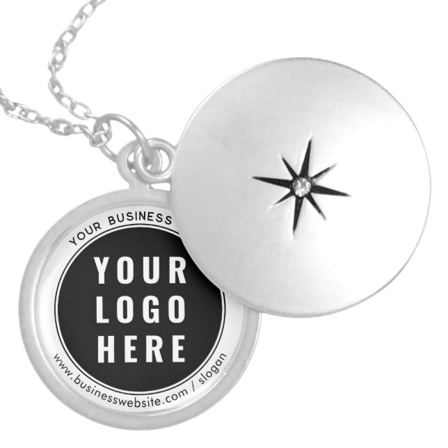Your Business Logo and Website Minimalist Employee Locket Necklace (Front)