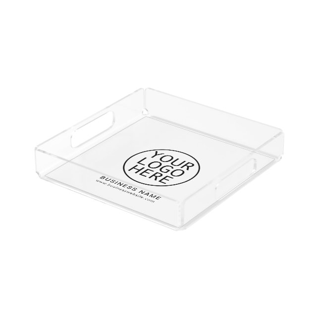 Your Business Logo and Website Modern Custom Acrylic Tray (Angled)