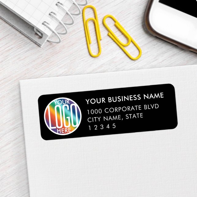 Your Business Logo Basic Black Return Address Label (Creator Uploaded)