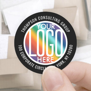 Your Business Logo Black and White Return Address Classic Round Sticker