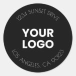 Your Business Logo | Black &amp; White Return Address Classic Round Sticker