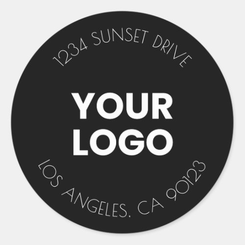 Your Business Logo  Black  White Return Address Classic Round Sticker