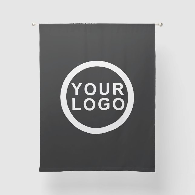 Your Business Logo Brand | Modern Black Curtain (Front)