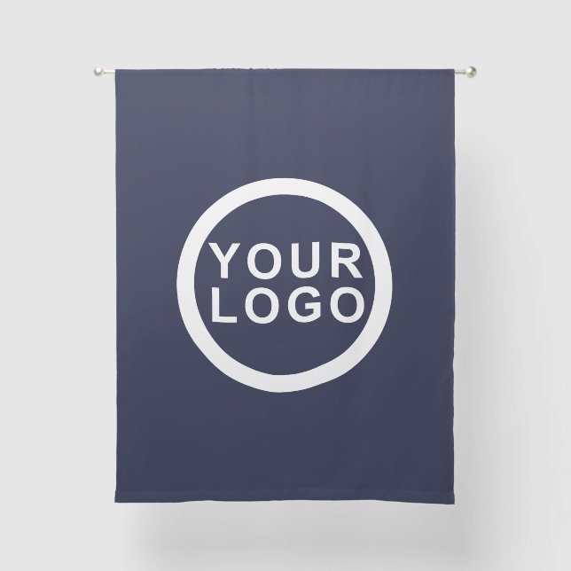 Your Business Logo Brand | Modern Blue Curtain (Front)