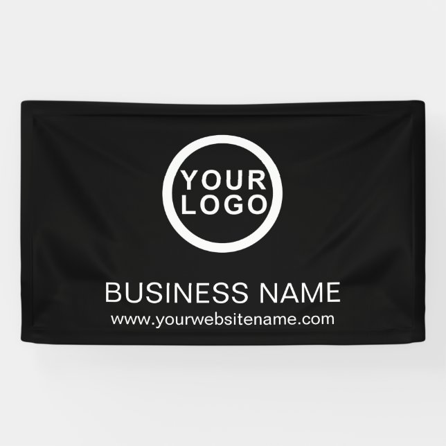 Your Business Logo Brand Name Black  Banner (Horizontal)