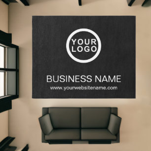 Your Business Logo Brand Name Black Rug