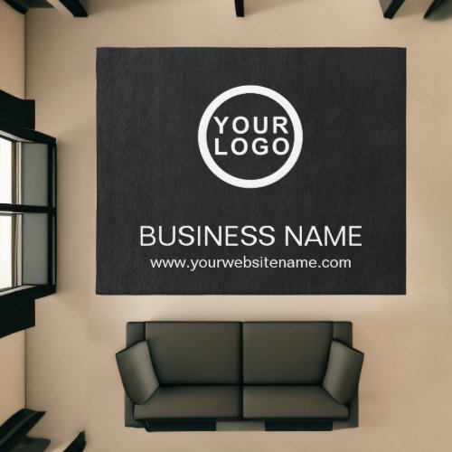 Your Business Logo Brand Name Black  Rug