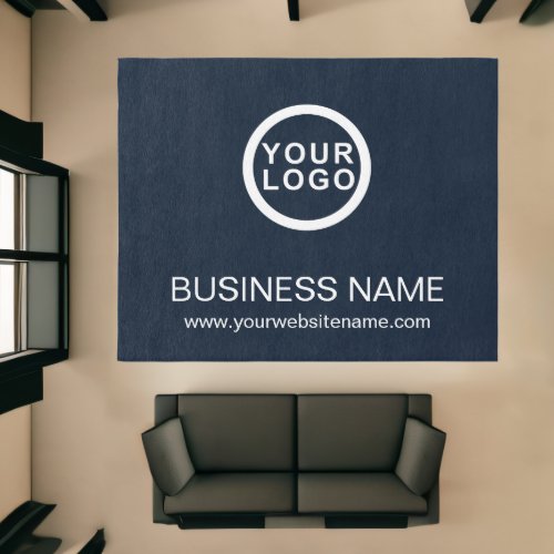 Your Business Logo Brand Name Navy Blue Rug