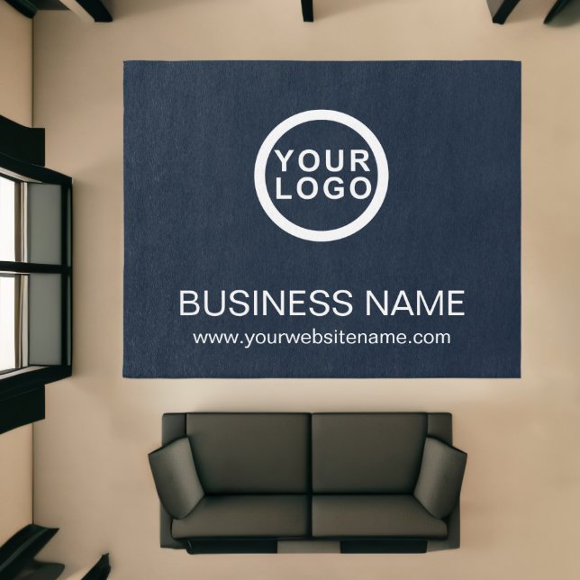 Your Business Logo Brand Name Navy Blue Rug (Insitu (Indoor 1))