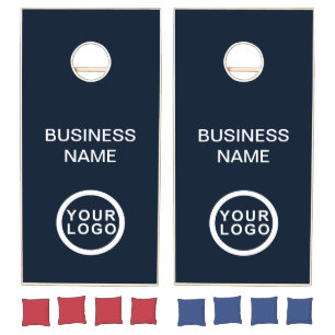 Your Business Logo Brand Navy Blue Cornhole Set