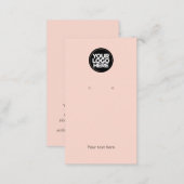 Your Business Logo Chic Pink Earring Display Card (Front/Back)
