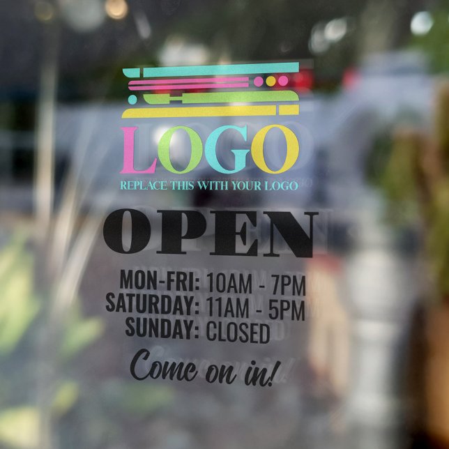Your Business Logo Come On In Open Hours Window Cling (Creator Uploaded)