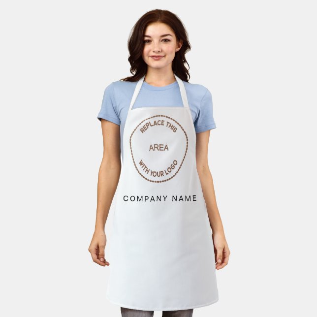 Your Business Logo Company Name White Apron (Worn)