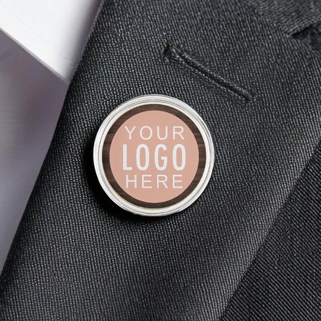 Your Business Logo Company Promotional Custom Lapel Pin (Rustic Business Logo Beige Wood Look Lapel Pin)