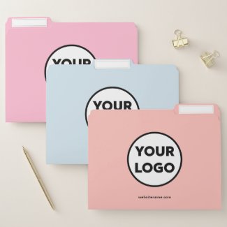 Your Business Logo Company Website Coral Blue Pink File Folder