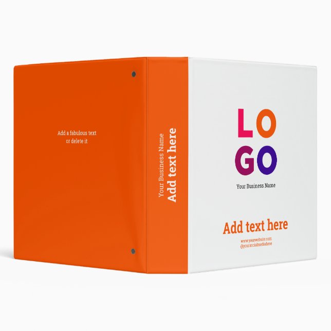 Your Business Logo Cool Modern Orange 3 Ring Binder (Background)