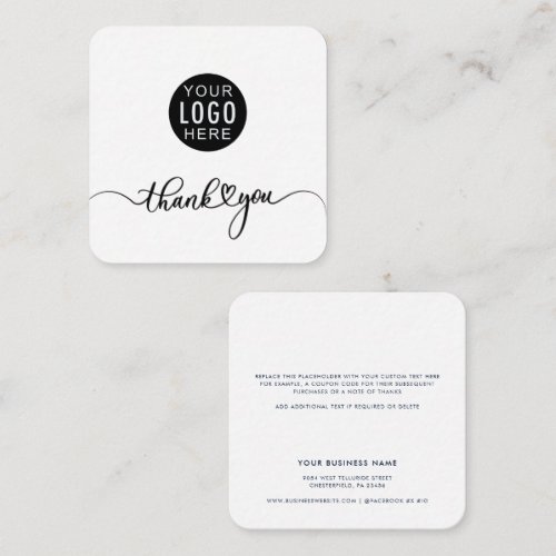 Your Business Logo Corporate Thank You Note Card