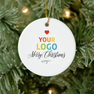 Your Business Logo Custom Christmas Ceramic Ornament