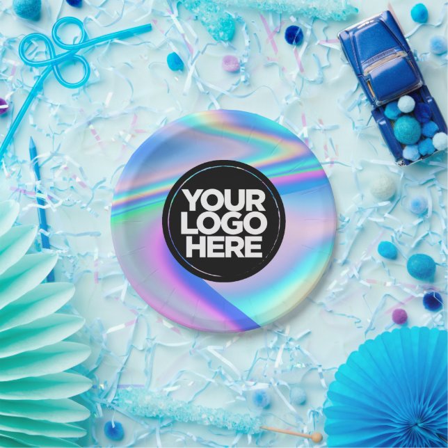 Your Business Logo Custom Holographic Crafts Party Paper Plates (Party)