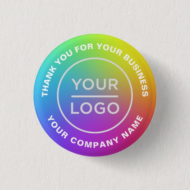Your Business Logo Custom Rainbow Button (Front)