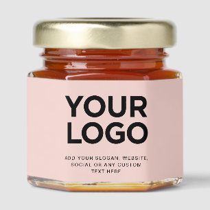 Your Business Logo Custom Simple Minimal Pink Honey Jar Favors