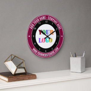 Your Business Logo Custom Text Company Wall Clock