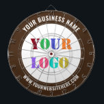 Your Business Logo Custom Text Dart Board Template<br><div class="desc">Custom Colors and Fonts - Design Your Own Personalized Dart Board with Your Company Logo and Name Website or Custom Text Professional Business Promotional Dartboards / Gift - Add Your Logo - Image - Photo or QR Code / Name - Company / Website or Phone , E-mail / more -...</div>
