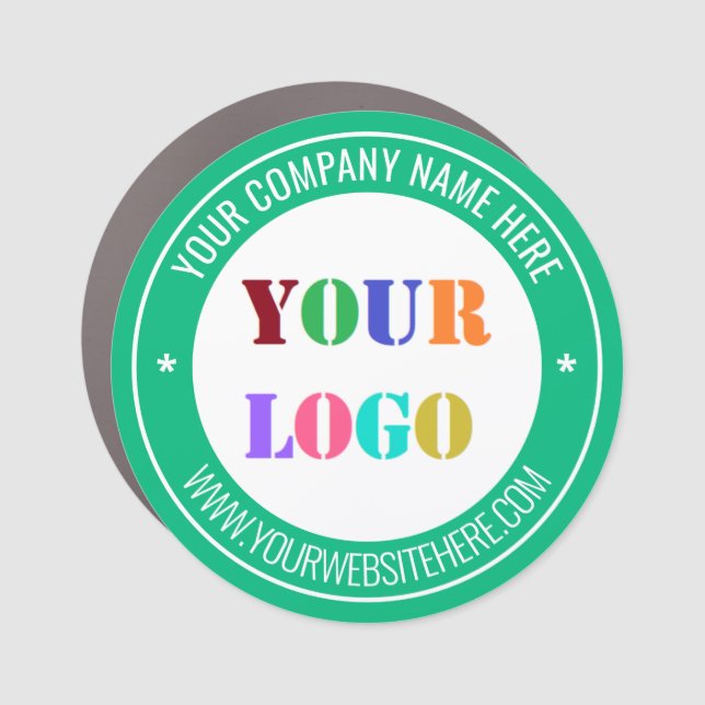 Your Business Logo Custom Text Round Car Magnet (Front)