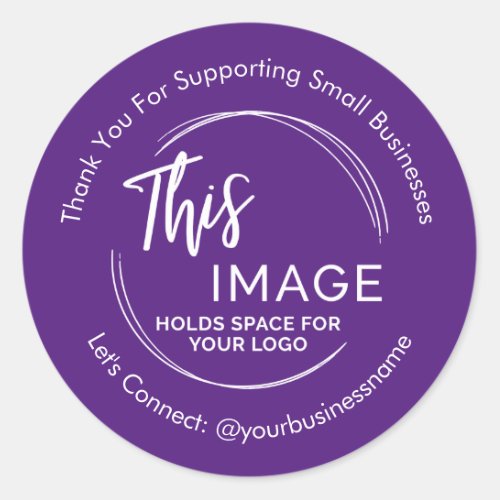 Your Business Logo Customer Appreciation Purple Classic Round Sticker
