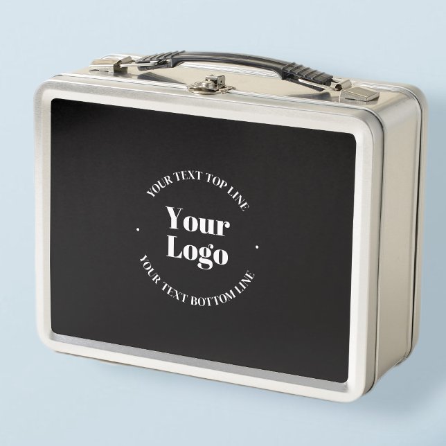 Your Business Logo & Customizable Text Template  Metal Lunch Box (Creator Uploaded)