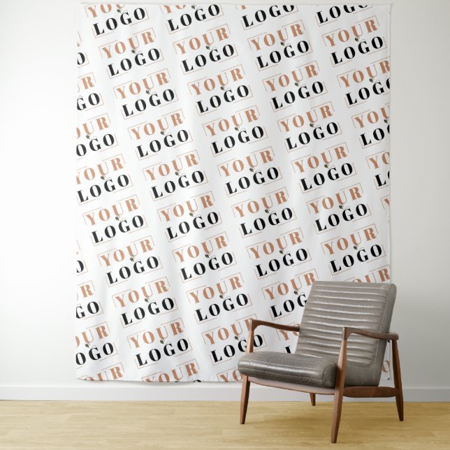 Your Business Logo Diagonal Repeat White Backdrop (In Situ)