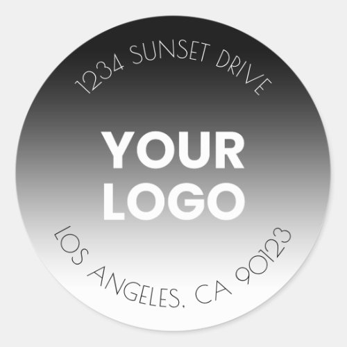 Your Business Logo  Editable Black  White Classic Round Sticker