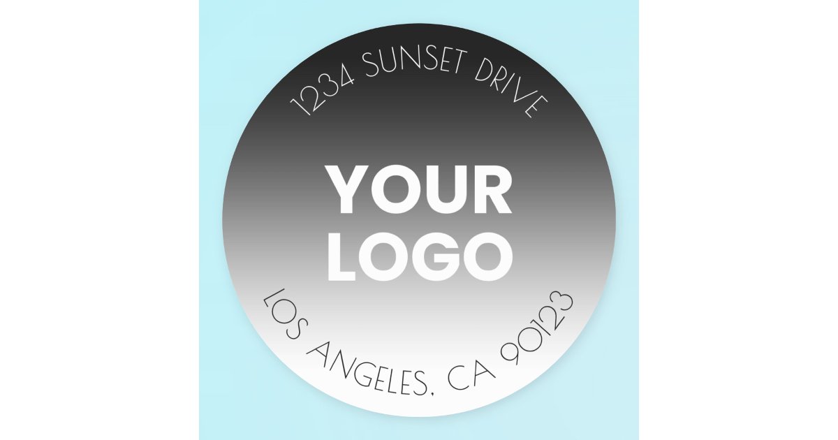 Your Business Logo | Editable Black & White Classic Round Sticker | Zazzle