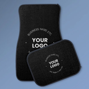 Your Business Logo & Editable Text Black & White Car Floor Mat