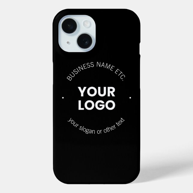 Your Business Logo & Editable Text | Black & White Case-Mate iPhone Case (Back)