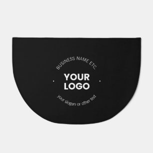 Your Business Logo & Editable Text   Black & White Doormat