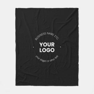 Your Business Logo & Editable Text Black & White Fleece Blanket