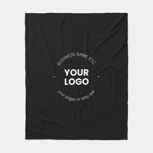 Your Business Logo  Editable Text  Black  White Fleece Blanket