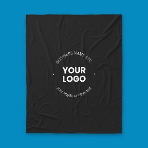 Your Business Logo & Editable Text Black & White Fleece Blanket