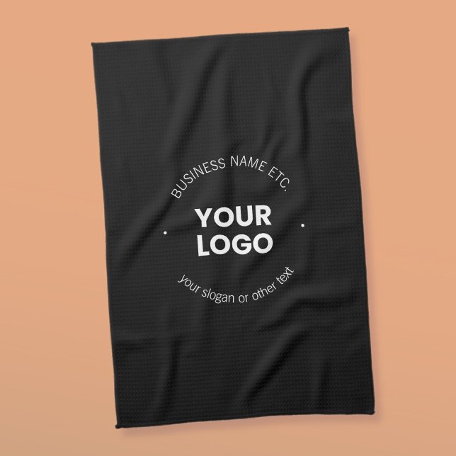Your Business Logo & Editable Text | Black & White Kitchen Towel (Creator Uploaded)