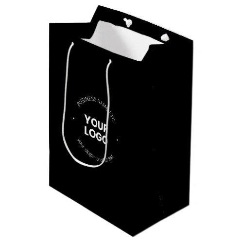 Your Business Logo  Editable Text  Black  White Medium Gift Bag